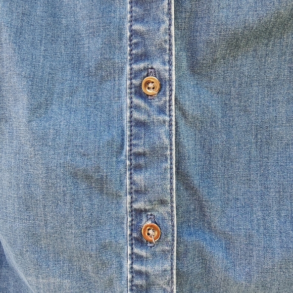 Banana Republic Fitted Riley Denim Bow Shirt - Size 4 - Picture 7 of 16